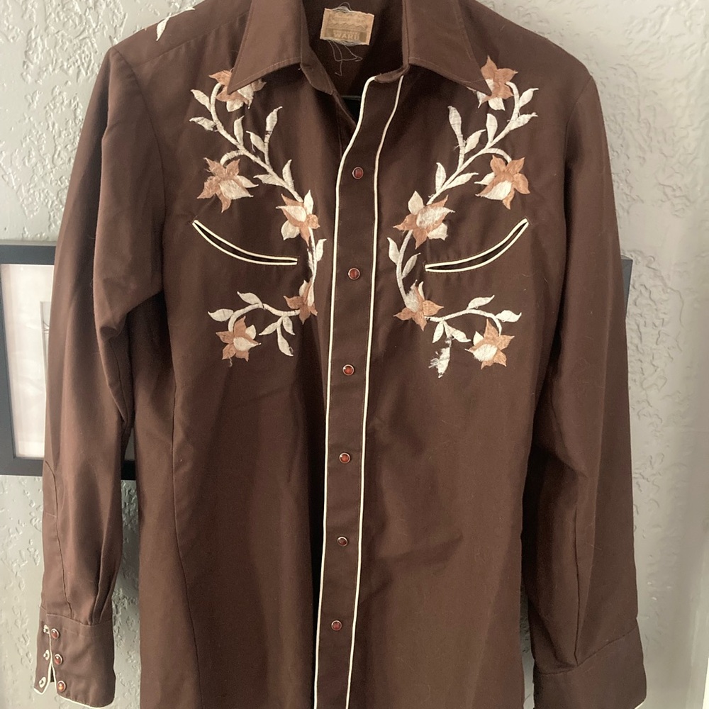 Vintage Embroidered Western Shirt, Montgomery Ward, Size S/M